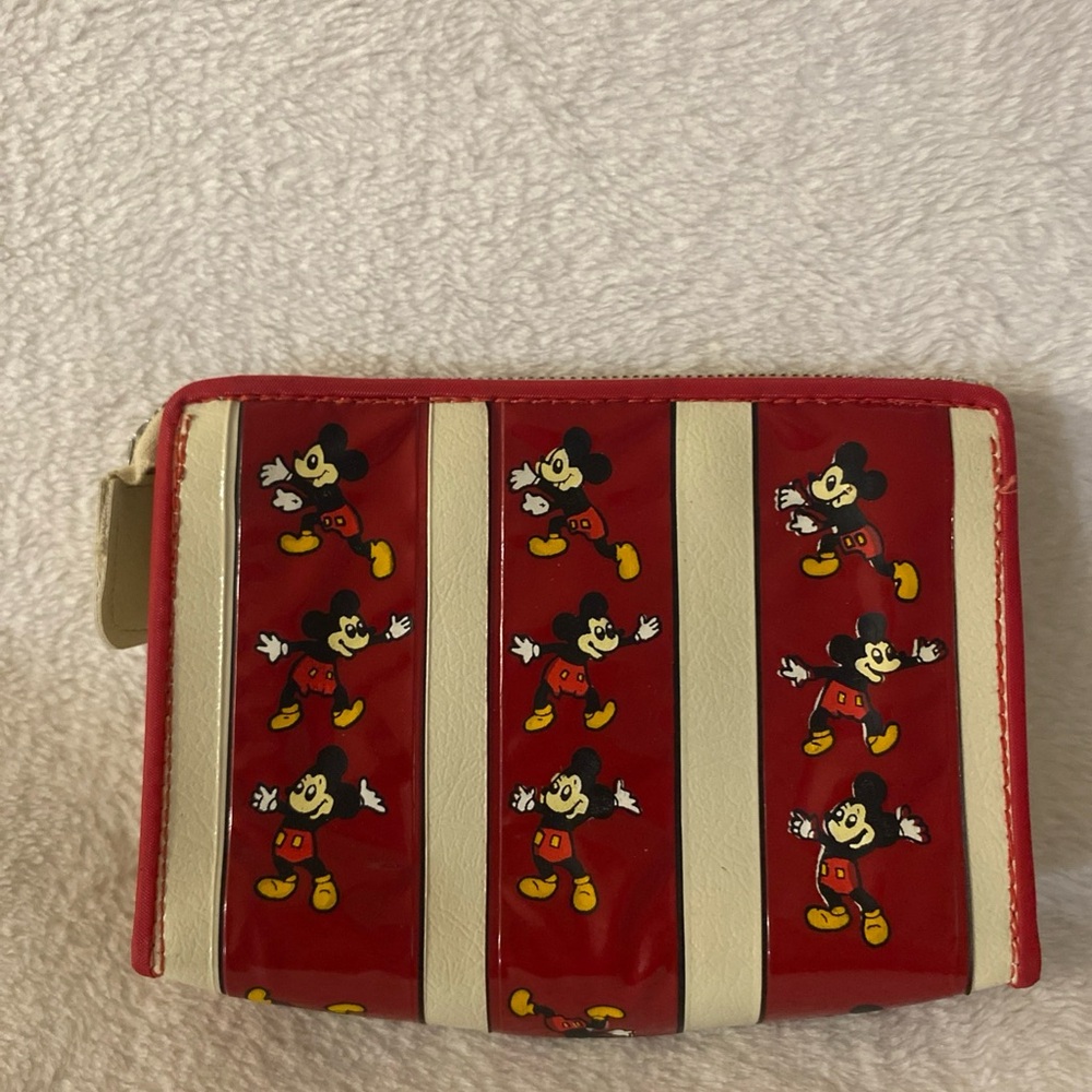 Vintage Mickey Mouse Vinyl Bag 1968 Red with Cream - Walt Disney Productions - Picture 3 of 7